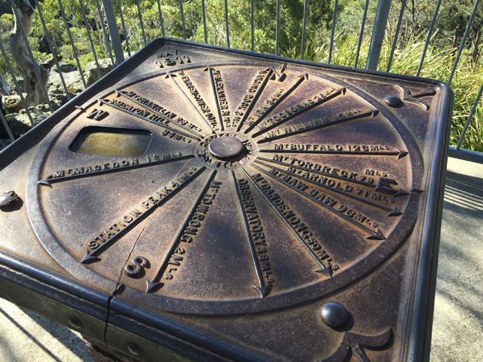 Directional landmark plate at the summit of Camels Hump